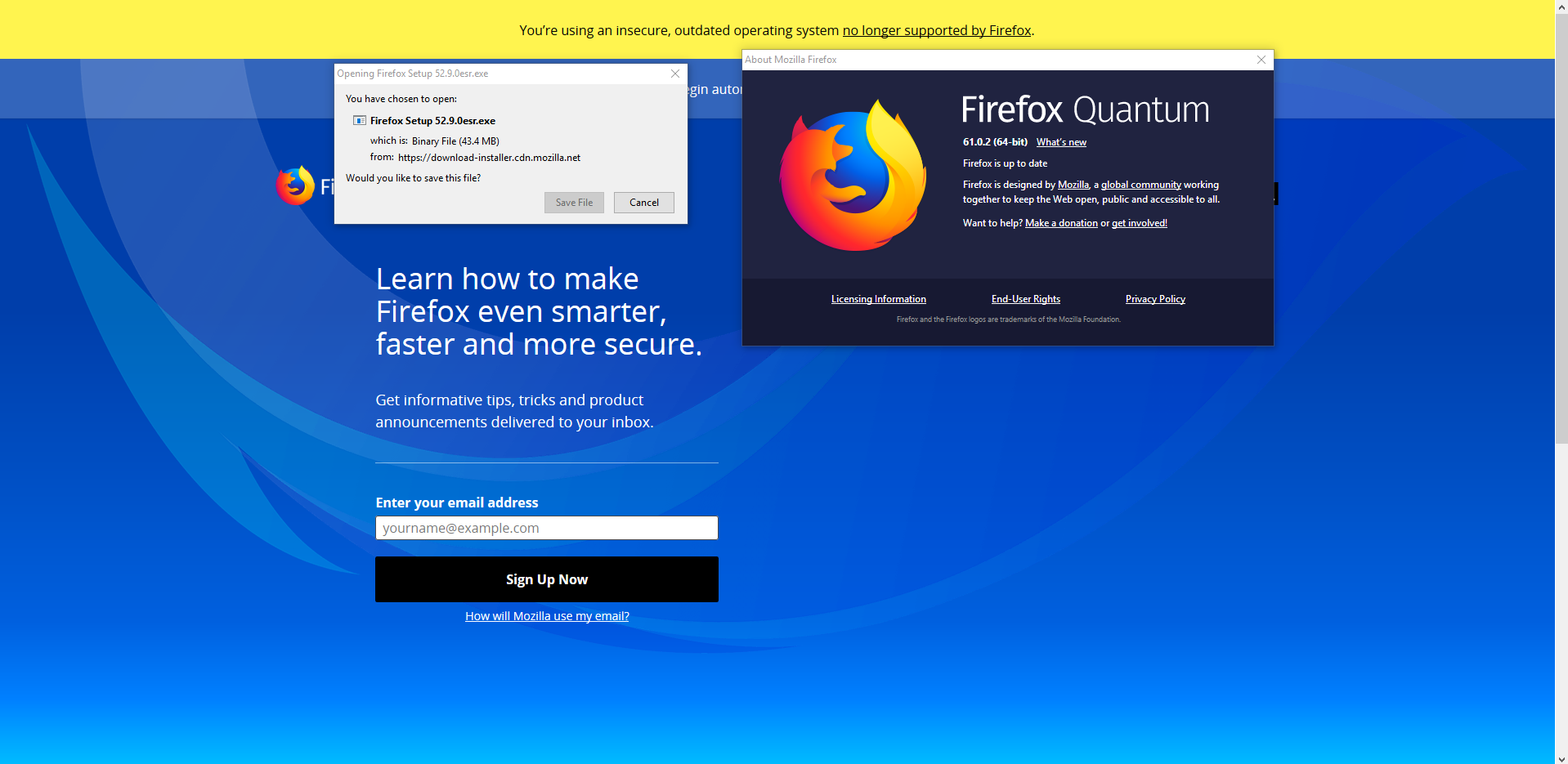 Firefox 52.5.2. Mozilla support