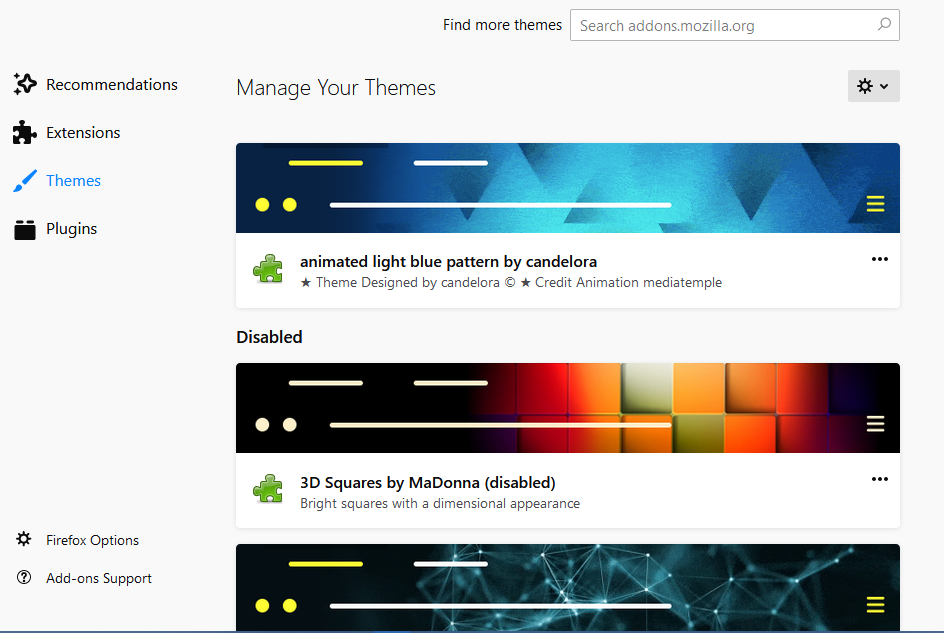 Why do my animated themes stop animating and can only be re-activated with  a system restore on my PC | Firefox Support Forum | Mozilla Support