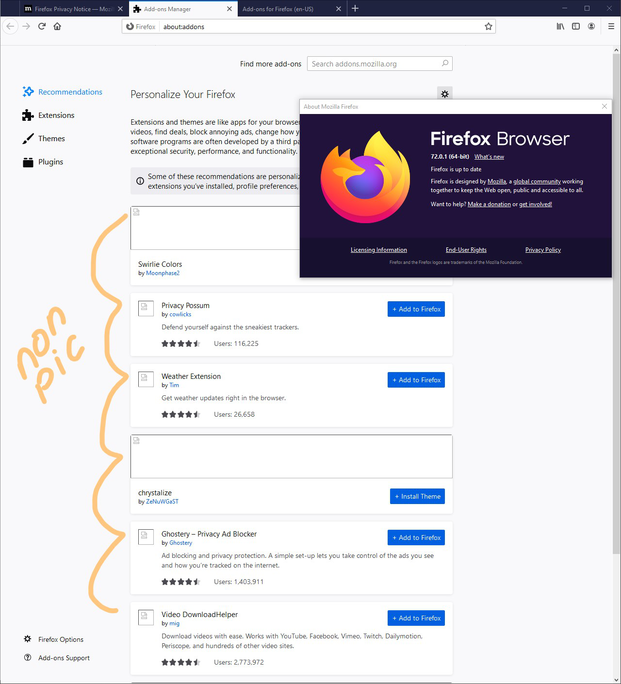 Upgrade yandex. Added plugins. Activation and deactivation. The latest  version of Mozilla Firefox