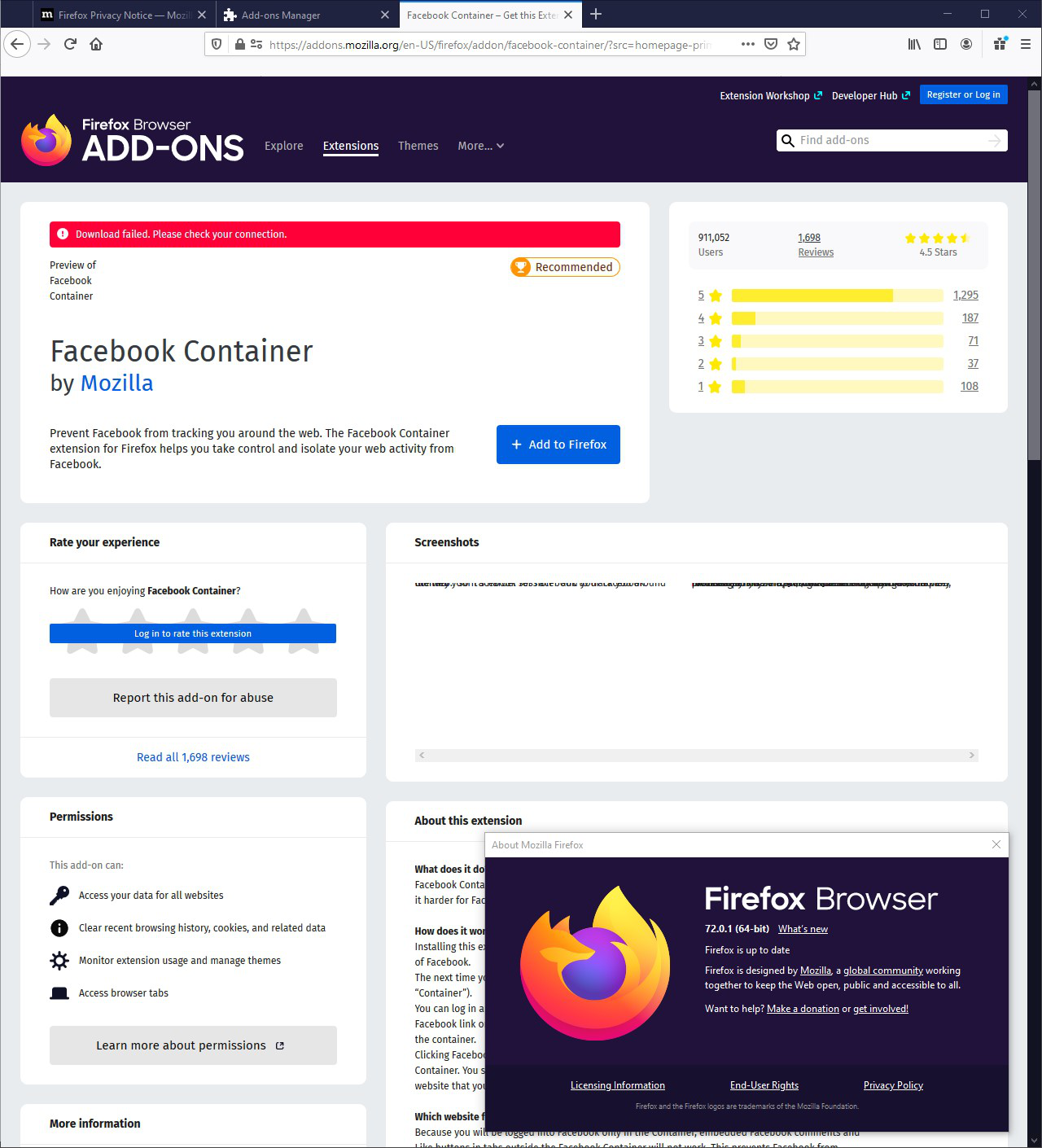 facbook, Firefox Focus Support Forum