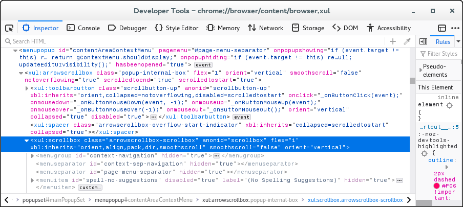 Context menu items - Mozilla