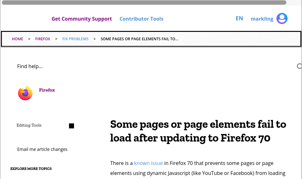 Reddit not displaying properly after updating Firefox., Firefox Support  Forum
