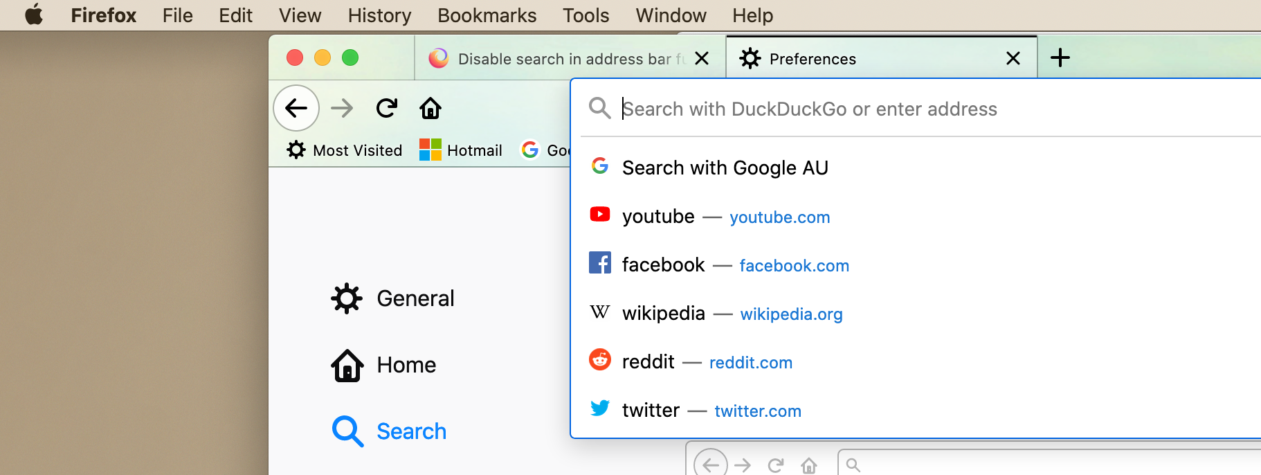 How to hide the search bar when in F11 ?, Firefox Support Forum