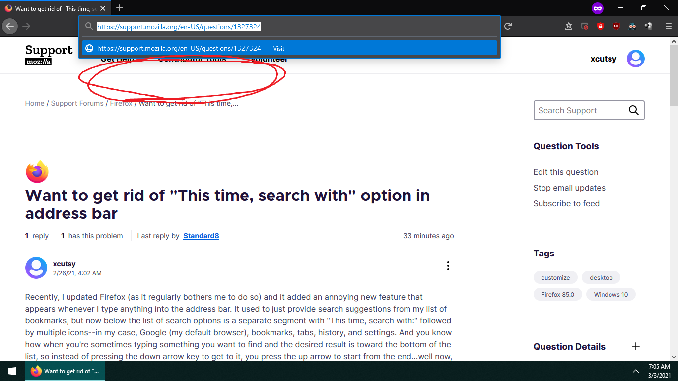How to hide the search bar when in F11 ?, Firefox Support Forum