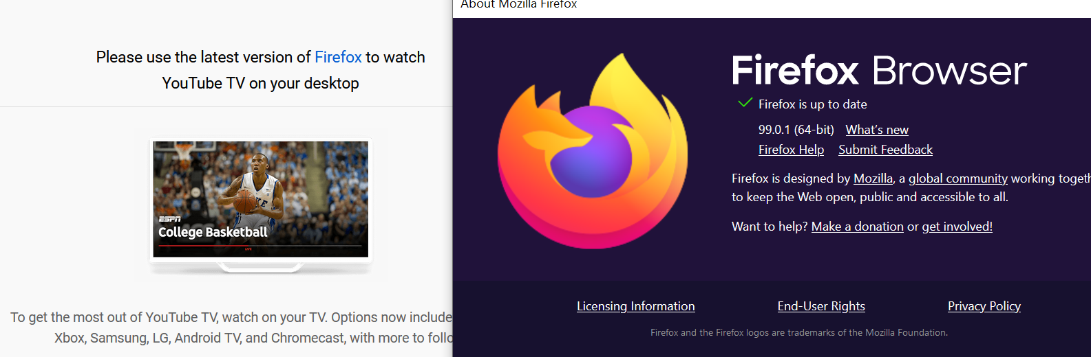 You can now watch  TV using Firefox