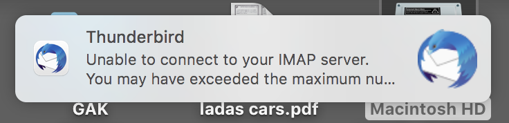 Unable to connect to IMAP server. You may have exceeded the