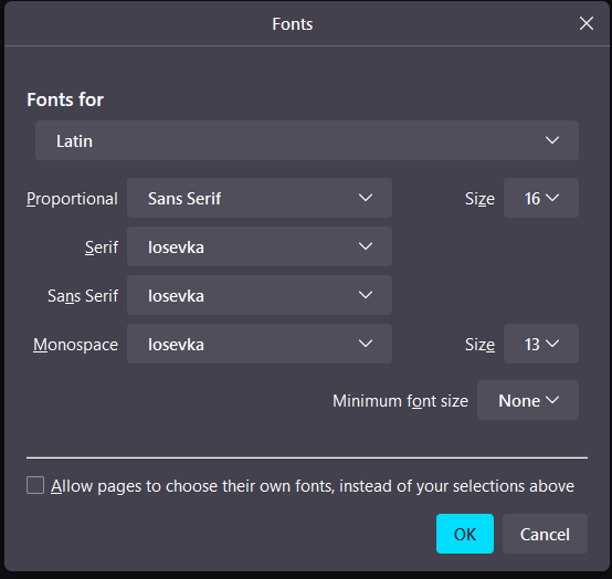 Best fonts for different sizes, Firefox Support Forum